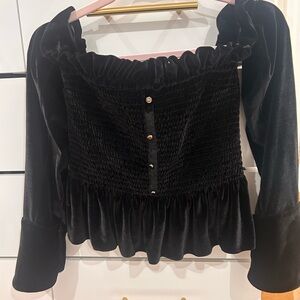 Elegant Black Velvet Women's Top